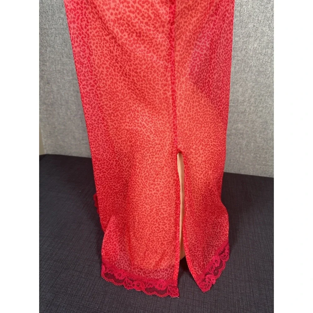 Vintage Victorias Secret Medium Nightgown Animal‎ Print Coquette Semi Sheer Y2K